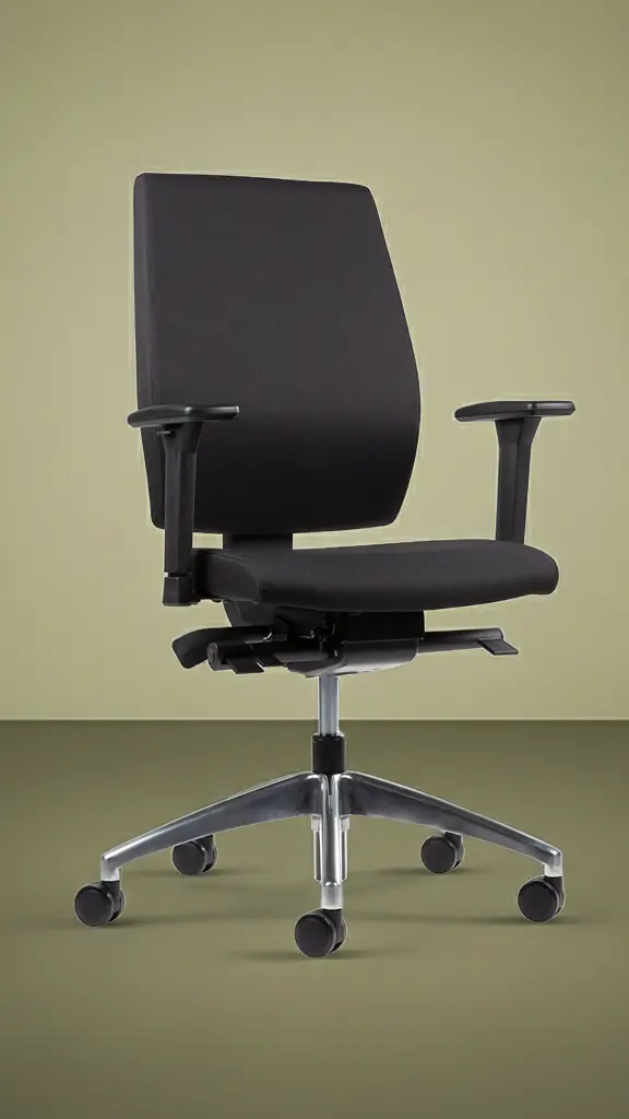 Profi ergonomisk kontorstol med høj ryg i chrome