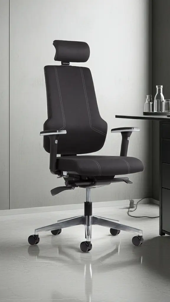 Comfy ergonomisk kontorstol med nakkestøtte med chrome stel