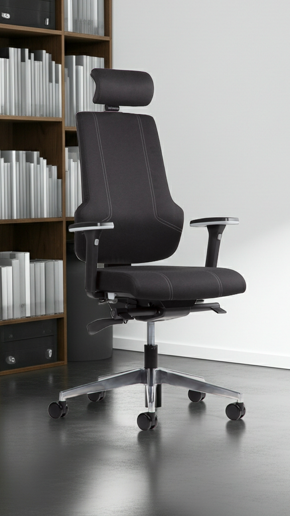 Comfy ergonomisk kontorstol med nakkestøtte med chrome stel