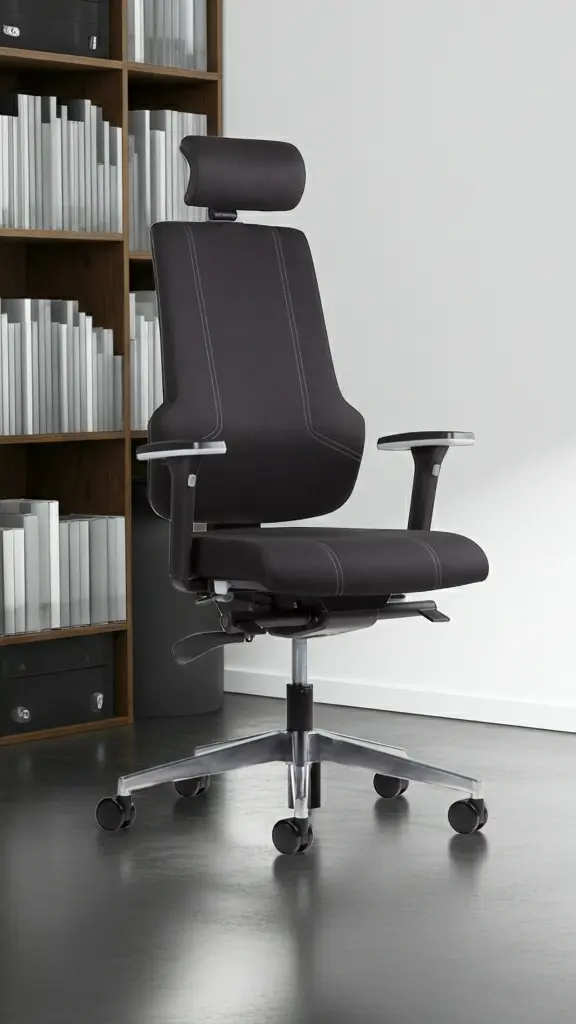 Comfy ergonomisk kontorstol med nakkestøtte med chrome stel