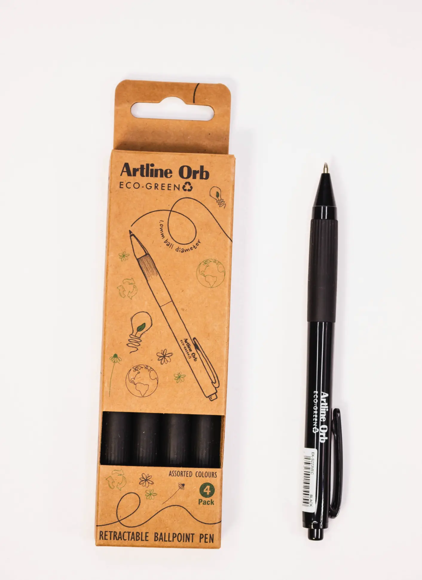 Artline ECO-GREEN Gel Pen – Sort (4 stk.)