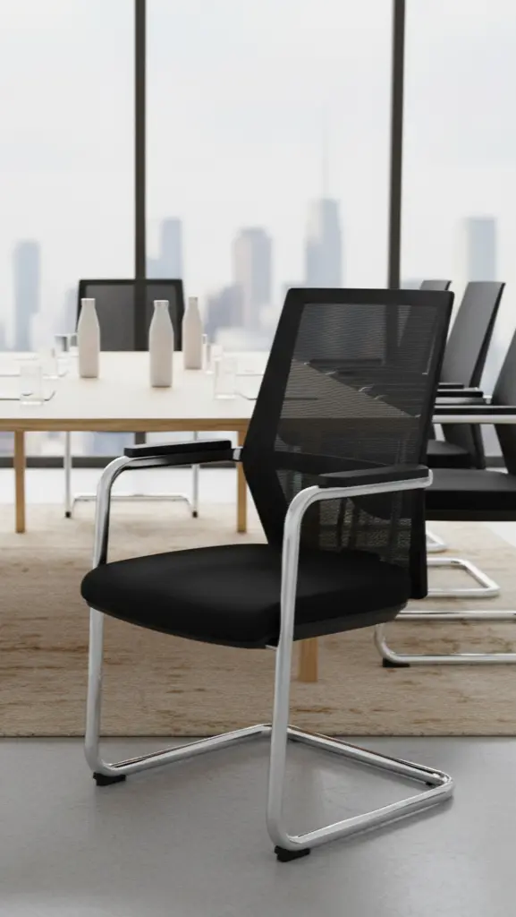 Sledge mødestol i chrome