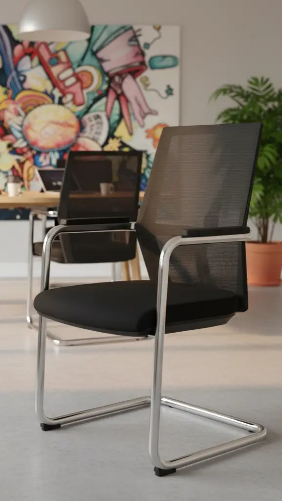 Sledge mødestol i chrome