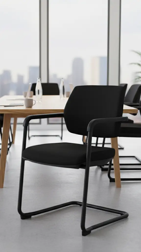 Slide mødestol i sort