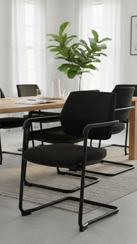 Slide mødestol i sort