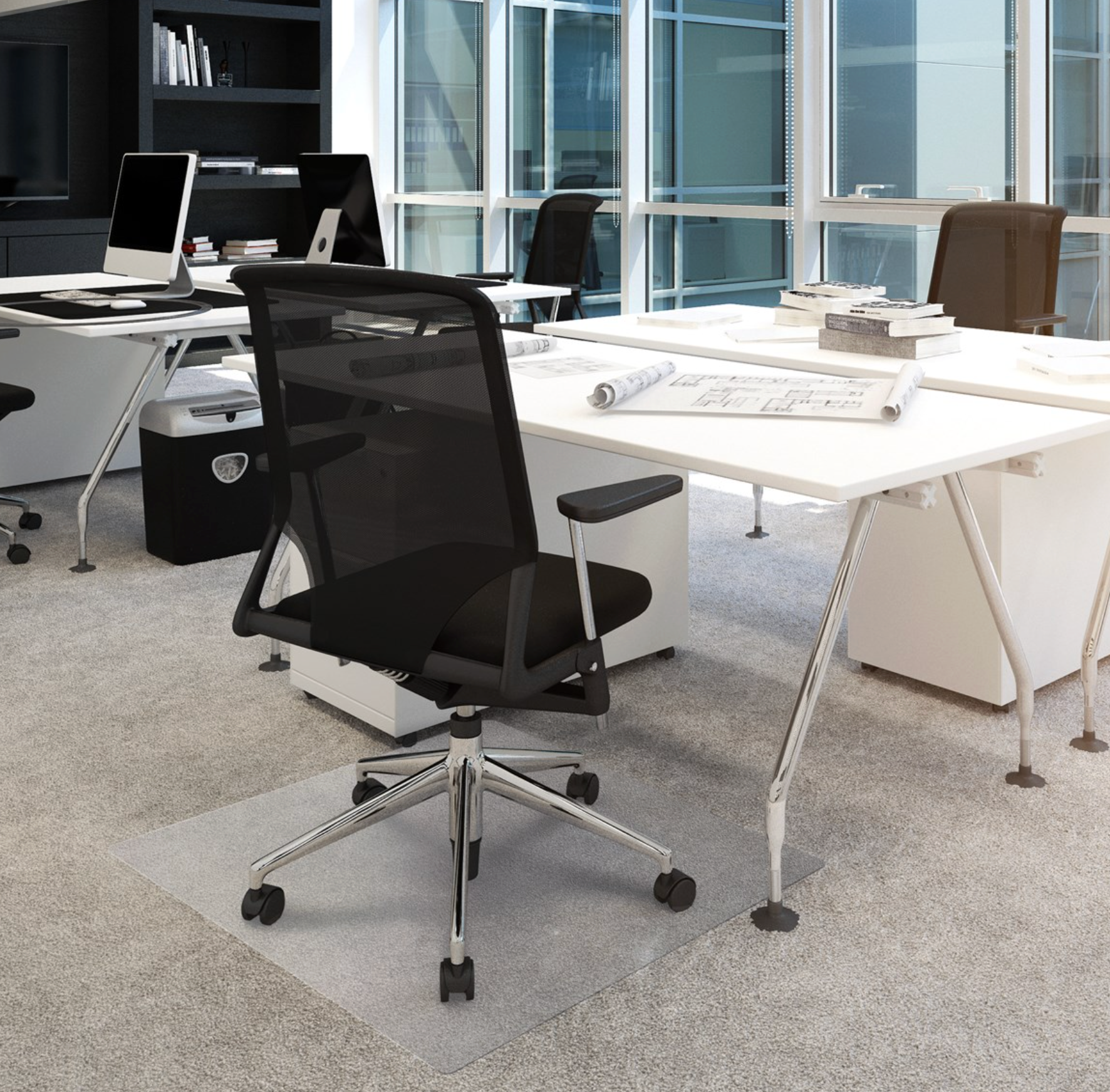 Floortex PVC Stoleunderlag 90 x 120 cm – Til Tynde Tæpper (op til 6 mm)