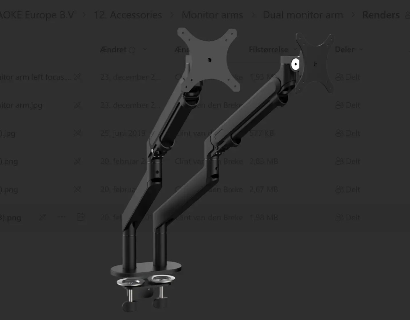 Dobbelt monitor arm
